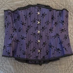 Timeless Trends Purple Skull and Crossbones Underbust Corset